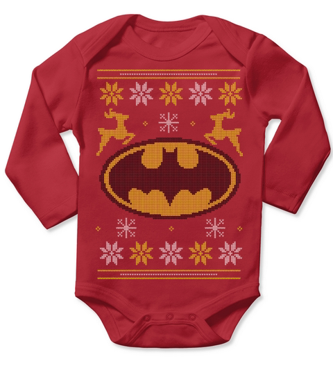 Justice League Batman Ugly Christmas Long Sleeve Baby One-Piece