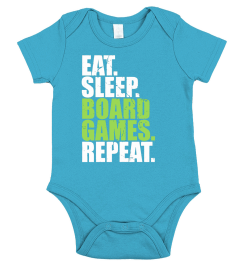 Eat Sleep Board Games Repeat T-Shirt Short Sleeve Baby One-Piece