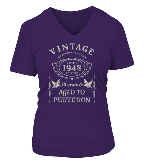 Vintage 70th Birthday Gift Tshirt 1948 Aged To Women's V-Neck T-shirt