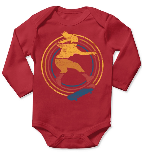 Skater Girl Skateboarding Vintage Long Sleeve Baby One-Piece