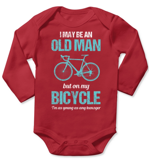 On my Bicycle Im as Young as a Teenager Old Man Long Sleeve Baby One-Piece