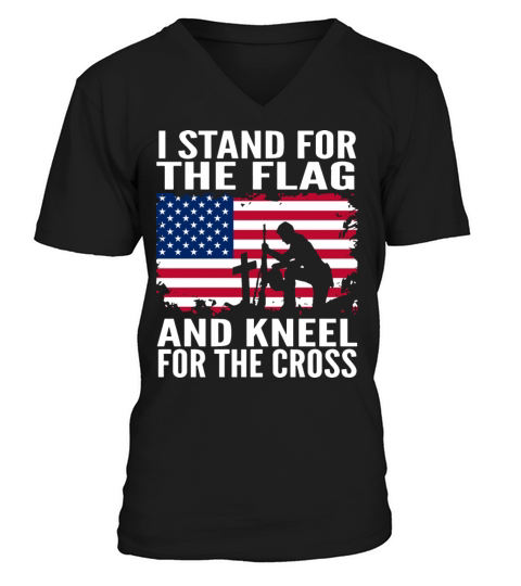 i stand for the flag and kneel for the cross patri Men's V-Neck T-shirt