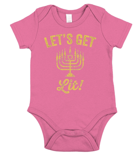 lets get lit funny jewish hanukkah menorah t shirt Short Sleeve Baby One-Piece