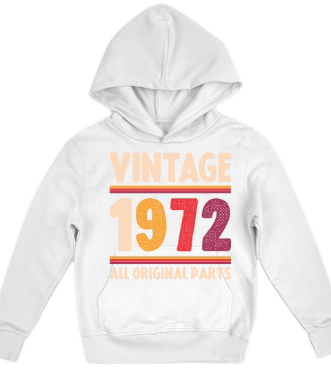 Vintage 1972 Original Parts Funny 50th Birthday Kids Hoodie