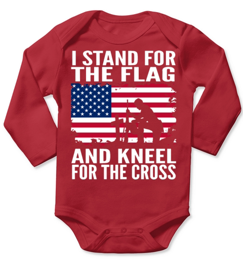 i stand for the flag and kneel for the cross patri Long Sleeve Baby One-Piece