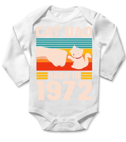 1972 Cat Dad Vintage 50th Birthday Dad Long Sleeve Baby One-Piece
