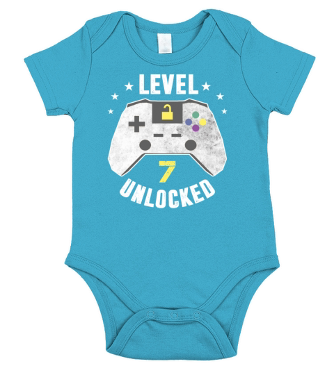 Level 7 Unlocked - 7th Birthday Gift Design Short Sleeve Baby One-Piece