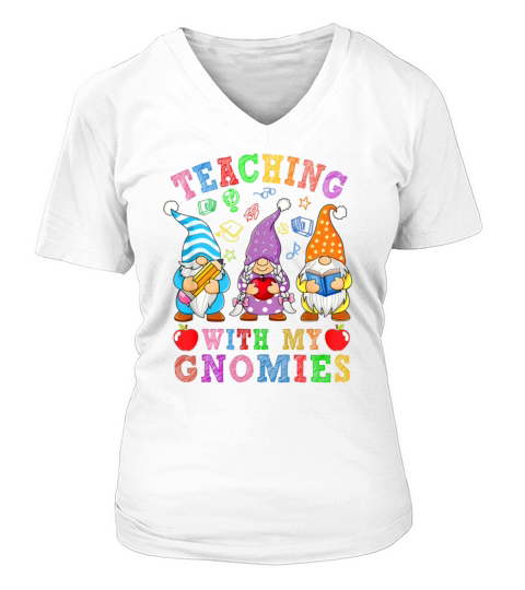 Back To School Teacher Gnome Teaching With Gnomie Women's V-Neck T-shirt