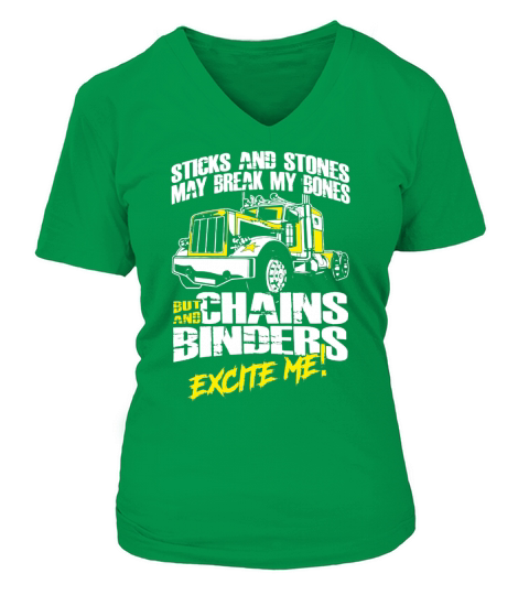 TRUCK DRIVER   CHAINS AND BINDERS Tshirts V-neck T-Shirt Woman