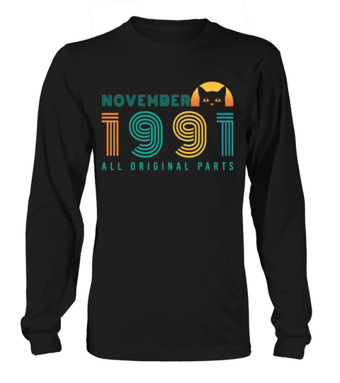 Gift November 1991 Cat Retro Women's Long Sleeve