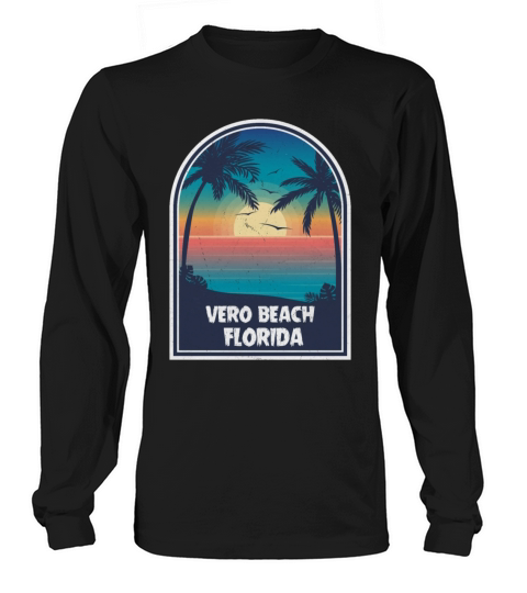 Vintage Vero Beach Florida Retro 80s Summer Travel Women's Long Sleeve