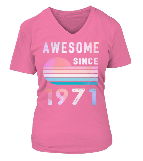 1971 Birthday Retro Vintage Gift 51th V-neck T-Shirt Woman
