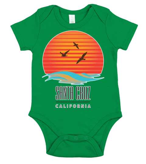 Santa Cruz California CA Sunset with Seagulls Seal Short Sleeve Baby One-Piece