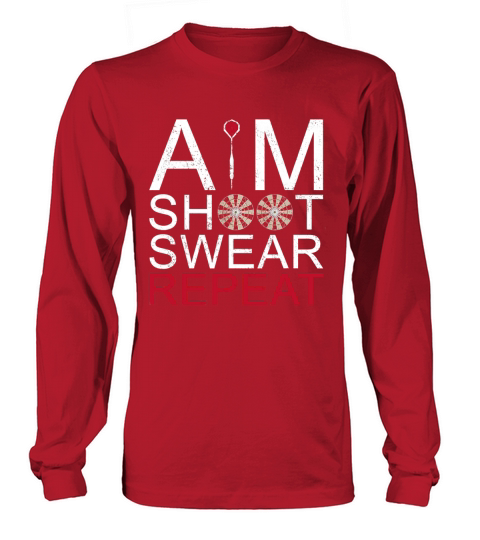 Aim Shoot Swear Repeat Darts Retro Vintage Gift Long sleeved Unisex