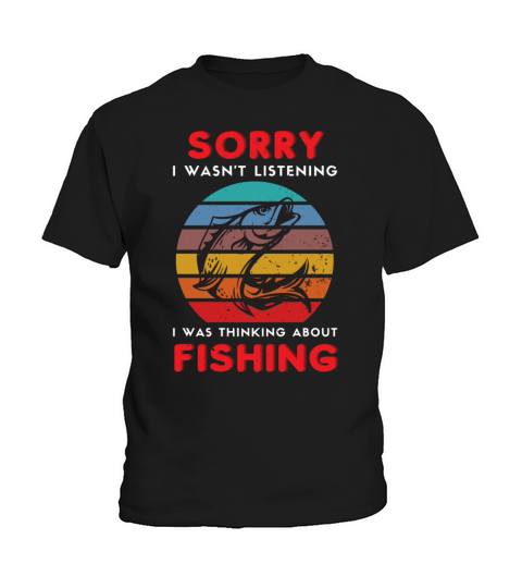 Fisherman I was Thinking about Fishing | Retro Kids T-Shirt