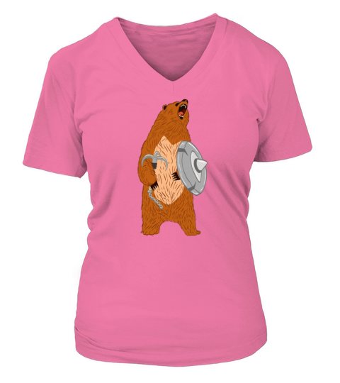 Unique Bear Shirt Nice Outdoor Warrior Funny Bear Women's V-Neck T-shirt