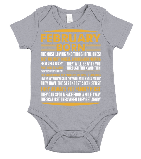 February Born Tshirt Short Sleeve Baby One-Piece
