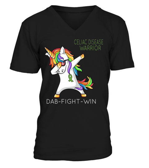 Celiac Disease Warrior Unicorn Dab Fight Win Awareness 2020 V-Neck T-shirt
