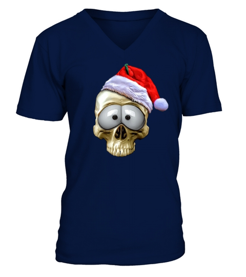 funny cartoon Christmas skull Men's V-Neck T-shirt