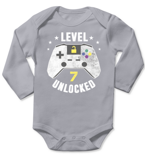 Level 7 Unlocked - 7th Birthday Gift Design Long Sleeve Baby One-Piece