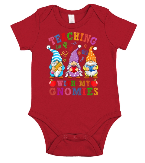 Back To School Teacher Gnome Teaching With Gnomie Short Sleeve Baby One-Piece