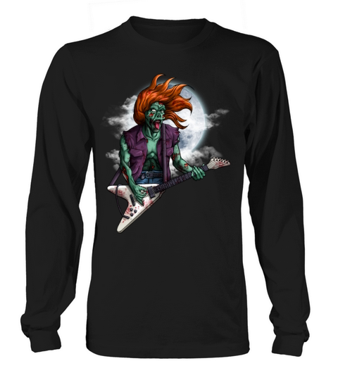 Rock n Roll Zombie Guitar Player Halloween Vintage Women's Long Sleeve