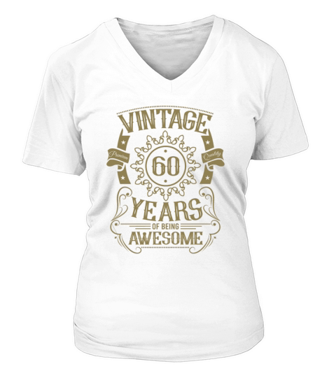 60th birthday gift ideas vintage husband wife V-neck T-Shirt Woman