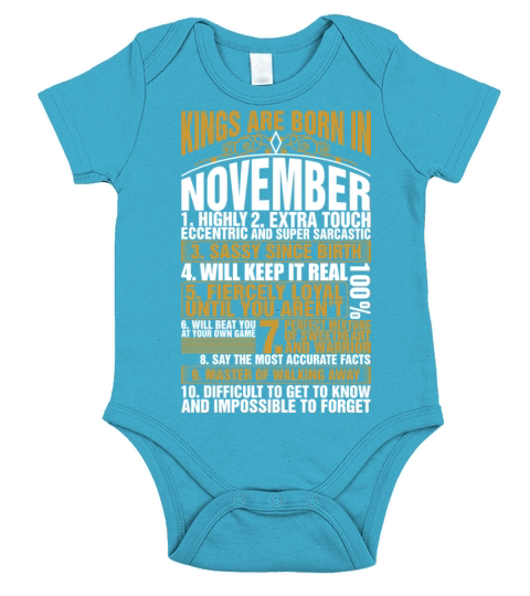 Kings Are Born In November Short Sleeve Baby One-Piece
