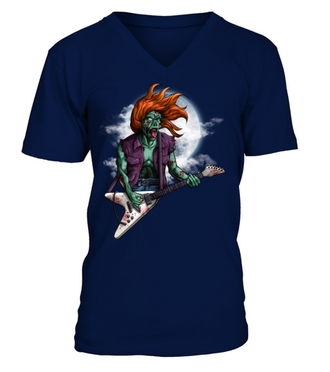 Rock n Roll Zombie Guitar Player Halloween Vintage Men's V-Neck T-shirt