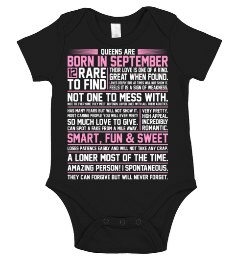 Queens Are Born In September Short Sleeve Baby One-Piece