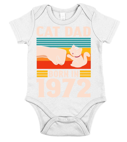 1972 Cat Dad Vintage 50th Birthday Dad Short Sleeve Baby One-Piece