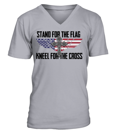 Stand For The Flag Kneel For The Cross - black Men's V-Neck T-shirt