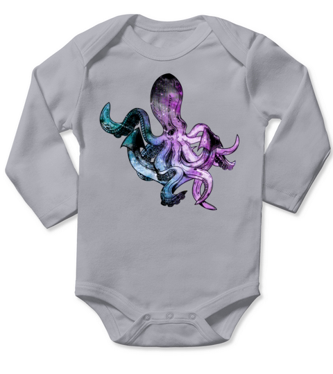 Octopus neon halftone Long Sleeve Baby One-Piece