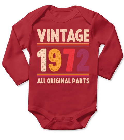 Vintage 1972 Original Parts Funny 50th Birthday Long Sleeve Baby One-Piece