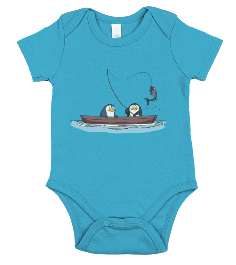 Penguins are fishing on the boat Short Sleeve Baby One-Piece