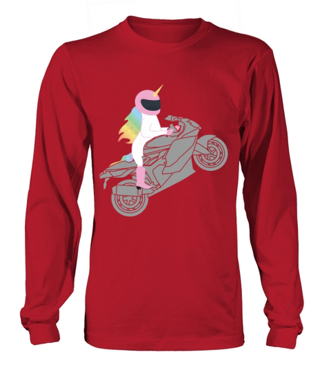 Unicorn Riding Motorcycle T-Shirt for Motorcyclist Women's Long Sleeve