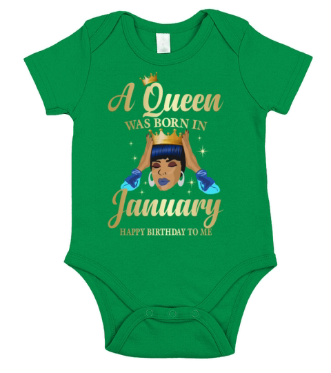 African Girl A Queen Was Born In January Happy Short Sleeve Baby One-Piece