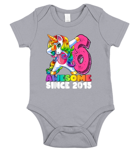 Awesome Since 2015 Dabbing Unicorn 6th Birth 636 Short Sleeve Baby One-Piece