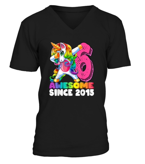 Awesome Since 2015 Dabbing Unicorn 6th Birth 636 Men's V-Neck T-shirt
