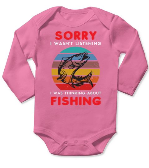 Fisherman I was Thinking about Fishing | Retro Long Sleeve Baby One-Piece
