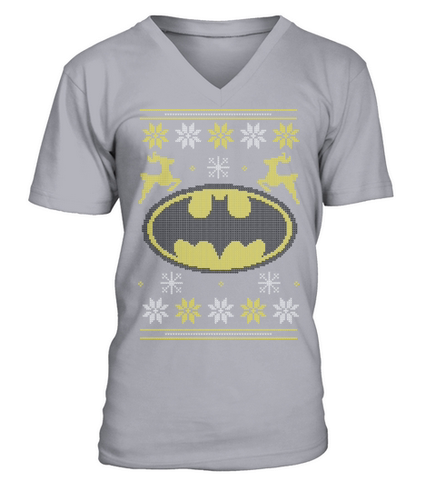 Justice League Batman Ugly Christmas Men's V-Neck T-shirt