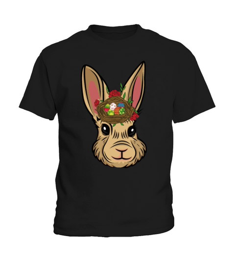 Easter Bunny Face Flower With Rabbit Easter Egg Kids T-Shirt