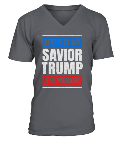 Jesus Is My Savior Trump Is My President Design Men's V-Neck T-shirt