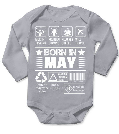 Born In May Long Sleeve Baby One-Piece