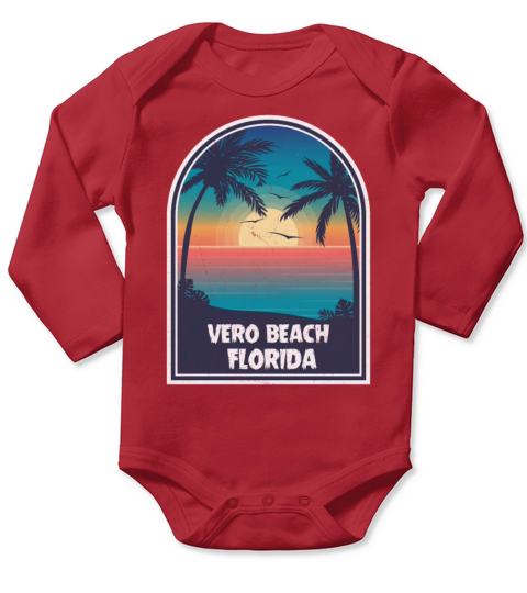 Vintage Vero Beach Florida Retro 80s Summer Travel Long Sleeve Baby One-Piece