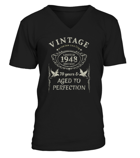 Vintage 70th Birthday Gift Tshirt 1948 Aged To Men's V-Neck T-shirt