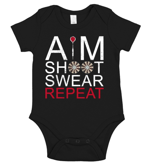 Aim Shoot Swear Repeat Darts Retro Vintage Gift Short Sleeve Baby One-Piece