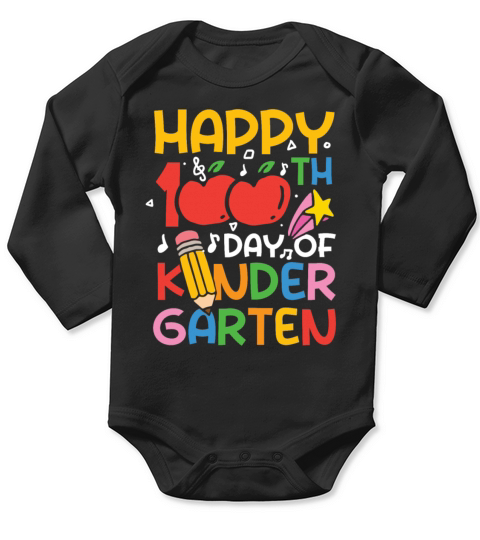 Happy 100th Day of Kindergarten Long Sleeve Baby One-Piece
