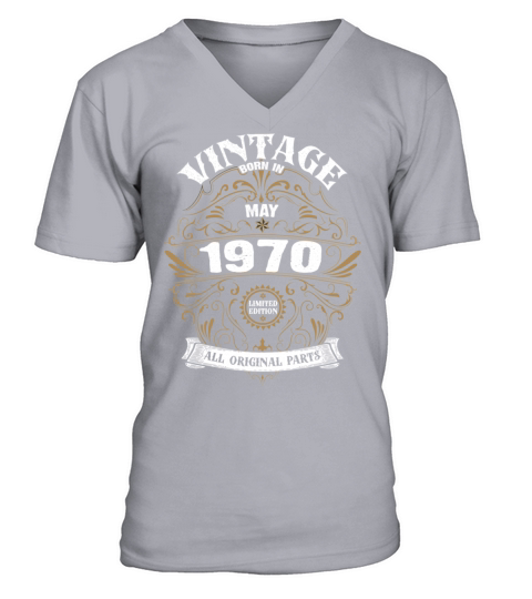 50th Birthday May 1970 Vintage Men's V-Neck T-shirt