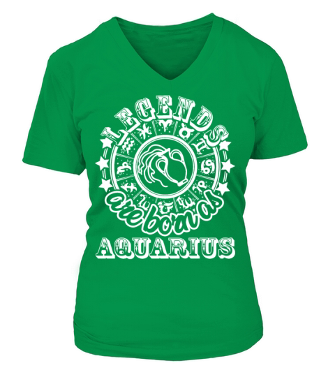 Legends are born as Aquarius white Women's V-Neck T-shirt